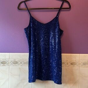 Blue Sequin Stretchy Tank